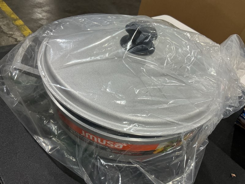 Condition photo showing As Is for WARPED IMUSA 7.5 Quart Traditional Natural Made in Colombia Caldero with Lid for Cooking and Serving,Silver Aluminum Lid 7.5 qt