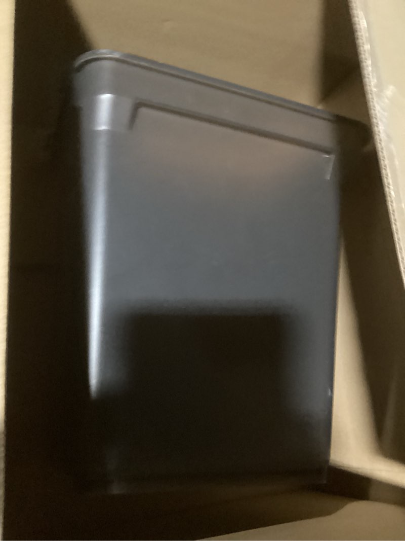 Condition photo showing As Is for IRIS USA Airtight Dog Food Storage Container, WeatherPro, Up to 40 lbs, Removable Wheels, for Dog Cat Bird and Other Pet Food Storage Bin, Keep Fresh, Translucent Body, Made in USA, Smoke/Black 40 lbs Smoke