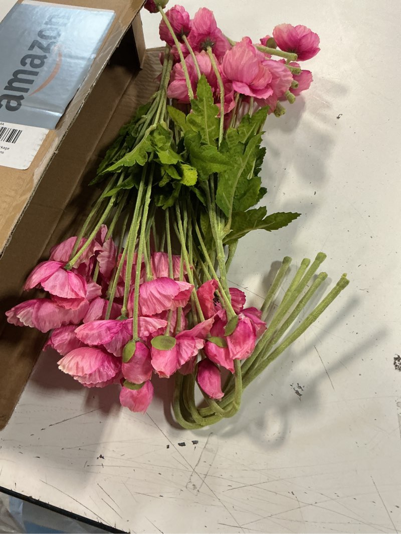 Condition photo showing Good Condition for ATFL Hot Pink Poppy Flowers Artificial for Wedding Decorations,12 Pcs Fake Faux Silk Poppies Bulk for Home Decor Table Centerpieces Floral Arrangement (23.5‘’, Hot Pink)