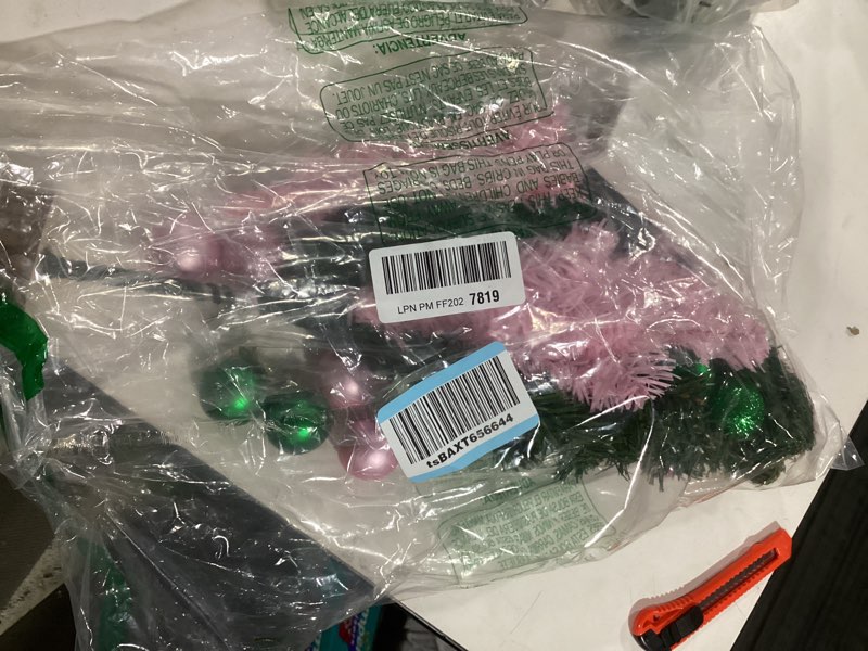 Condition photo showing Good Condition for Mini pink and green chrismas tree with ornaments (similar to stock image) 