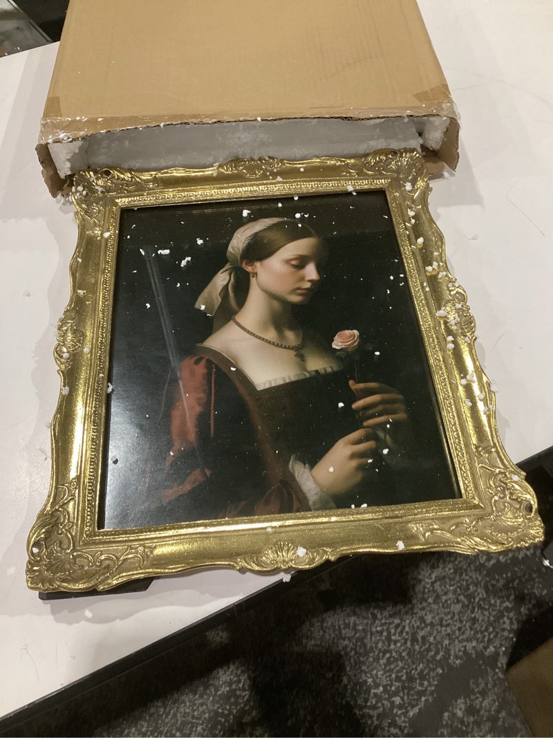 Condition photo showing Good Condition for vintage 11x14 picture frame gold, textured antique picture frames with embossed flower design, ornate frame for 11x14 photo, resin antique frames tabletop & wall hanging, home decor gold 11x14