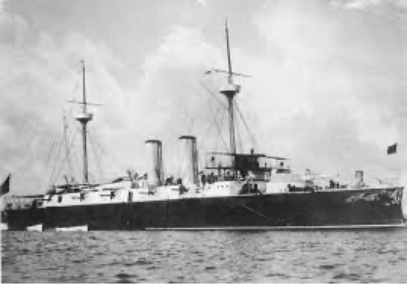 Spanish Warship 1898 Nthe Spanish Cruiser Infanta Maria Teresa Flagship Of Admiral Cervera Destroyed By The American Fleet At The Battle Of Santiago De Cuba 3 July 1898 Contemporary Photograph Poster