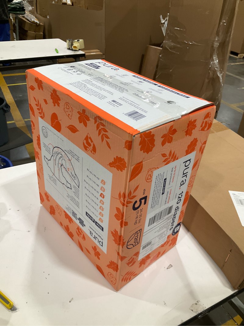 Condition photo showing New/Like New for pura size 5 eco-friendly diapers (24-35 lbs) totally chlorine free (tcf), hypoallergenic, soft organic cotton, sustainable, up to 12 hours leak protection, allergy uk, 6 packs of 20 (120 diapers) size 5 (120 diapers)