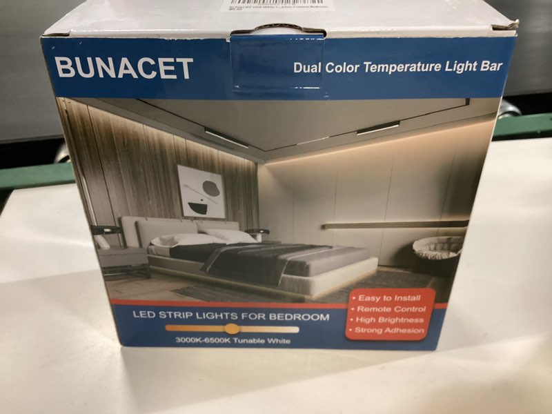 Condition photo showing New/Like New for 105ft White LED Strip Lights with Remote (52.5ft/Roll) Warm White Bright LED Tape Light for Bedroom and Kitchen Cabinet Lighting