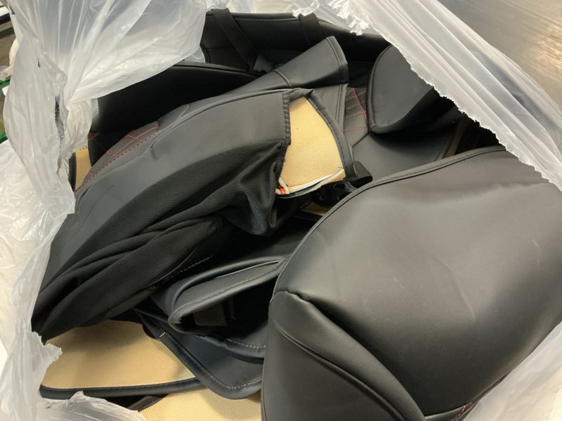Condition photo showing Good Condition for silverado seat covers 2007-2026 full set, truck interior sets custom fit for chevy chevrolet silverado gmc sierra 1500/2500/3500hd crew/double/extended cab with lumbar support, black red full set black&red