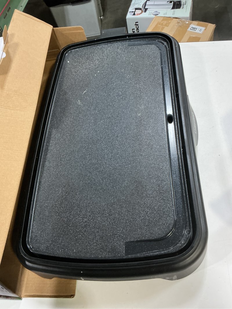 Condition photo showing Good Condition for Chefman XL Electric Griddle with Removable Temperature Control, Immersible Flat Top Grill, Burger, Eggs, Pancake Griddle, Nonstick Extra Large Cooking Surface, Slide Out Drip Tray, 10 x 20 Inch 10" x 20"