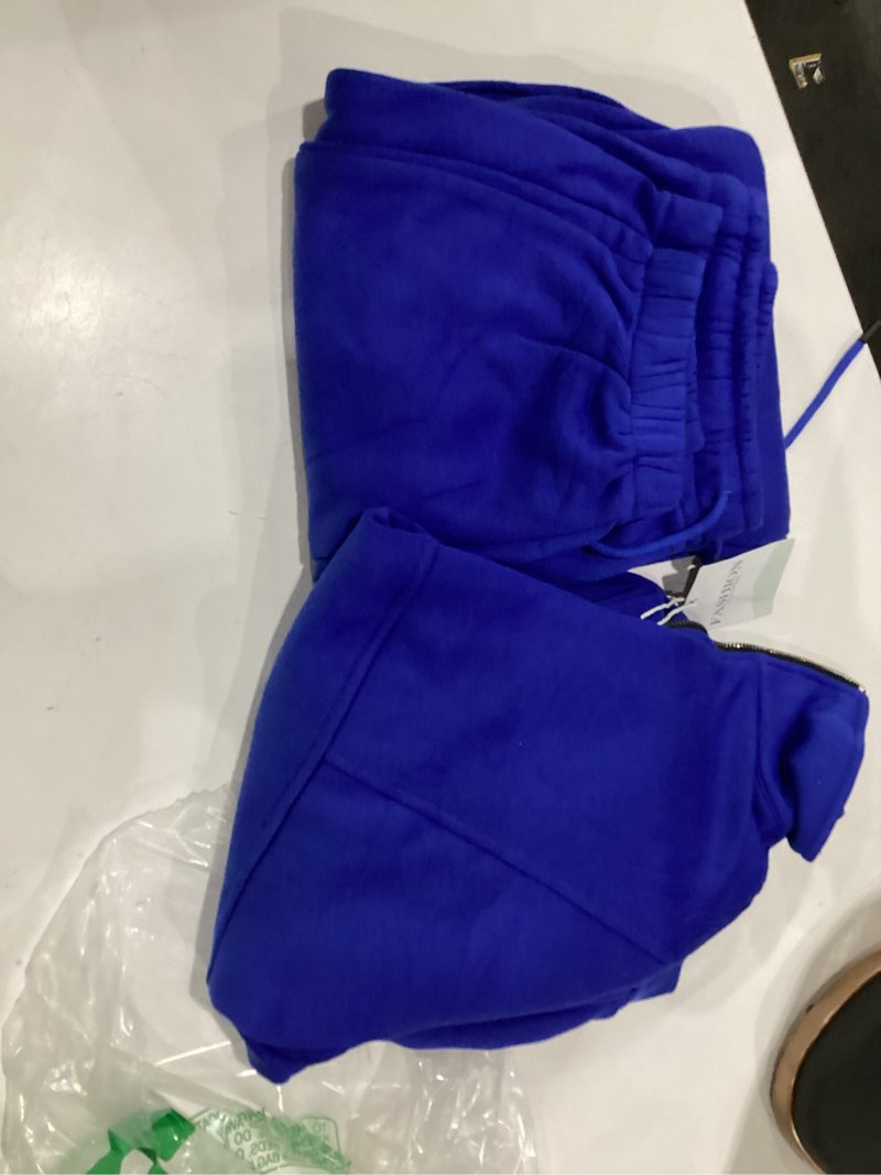 Condition photo showing Good Condition for himosyber women sweatsuits half zip fleece sweatshirt and pant 2 piece joggers set tracksuit large blue
