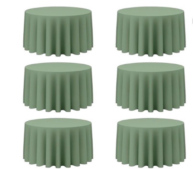 Pack Sage Green Round Tablecloths, Floor Length Drop, Water, Stain & Wrinkle Resistant Cloth Cover for Wedding Reception Banquet Dining
