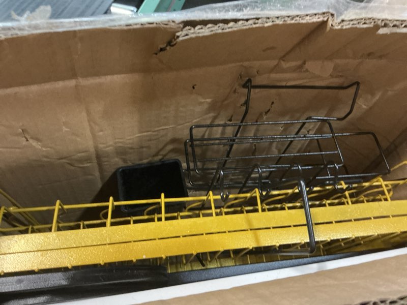 Condition photo showing As Is for toscara dish drying rack, 2-tier dish racks for kitchen counter with large carbon steel dishwasher r