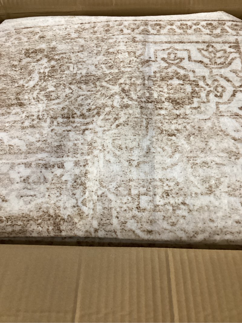 Condition photo showing New/Like New for Washable Area Rug 8x10, Large Soft Rugs for Living Room Vintage Beige 8x10 Area Rugs for Bedroom Dining Room Floral Non-Slip Thin Rug Beige/Ivory 8' x 10' (Rectangular)