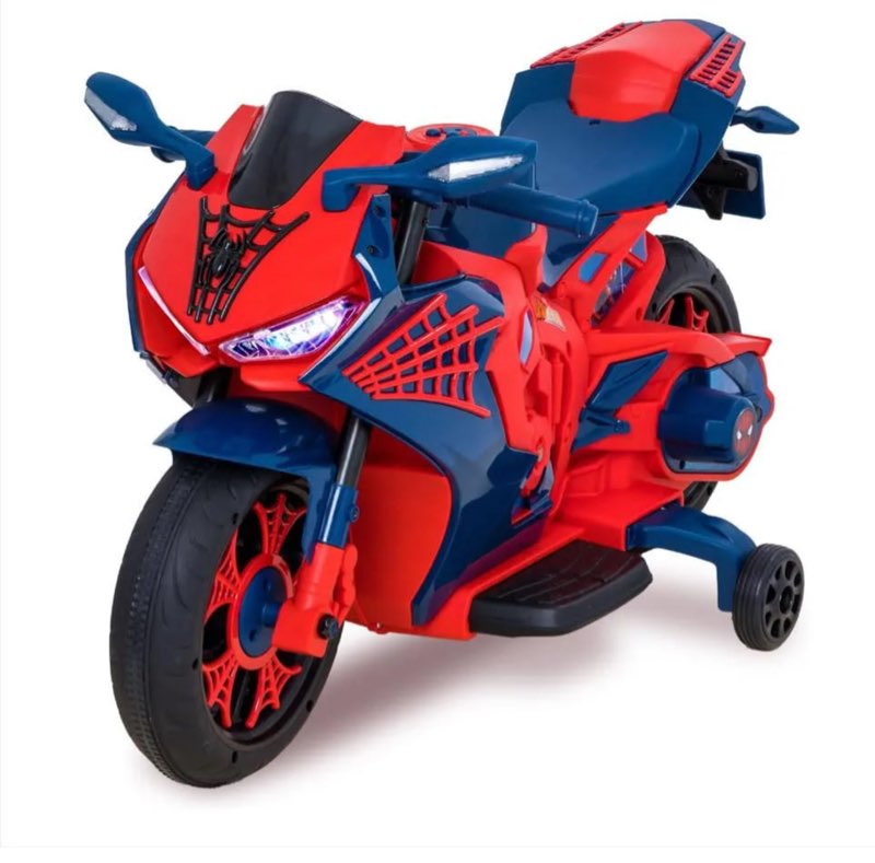 Spiderman 6V Motorcycle Ride On for Kids, Ages 3+, with Rechargeable Battery and 65lbs Weight Capacity 