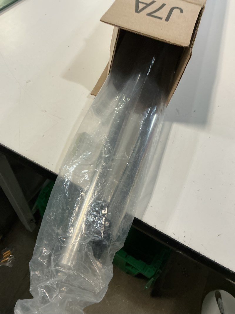 Condition photo showing As Is for moen curved adjustable spring tension no drill shower curtain rod for bathroom, chrome finish, csr2172ch chrome curtain rod