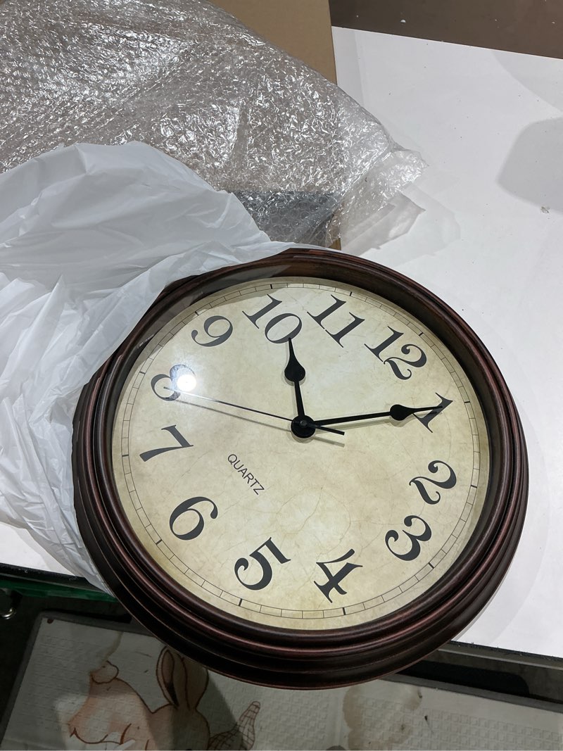 Condition photo showing Good Condition for wall clock, bronze silent non ticking classic battery operated clocks, decorative for living room, bedrooms, kitchen, office (16 inch) a_bronze 16"
