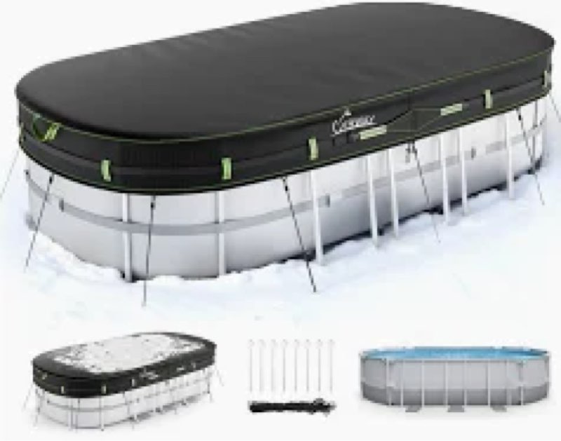 uirway 12x24 ft winter oval pool cover with reflective strips for above ground pool, oval solar pool