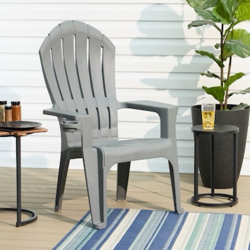 adams patio big easy stackable charcoal resin frame stationary adirondack chair with slat seat