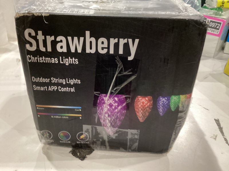 Condition photo showing As Is for iBaycon Smart C9 Christmas Lights, 100 LED 65FT Bluetooth Outdoor Light String, APP Remote Controlled, Music Sync Color Changing RGB Connectable Christmas Lights for Tree House Eaves Roof Decorations 65FT-APP