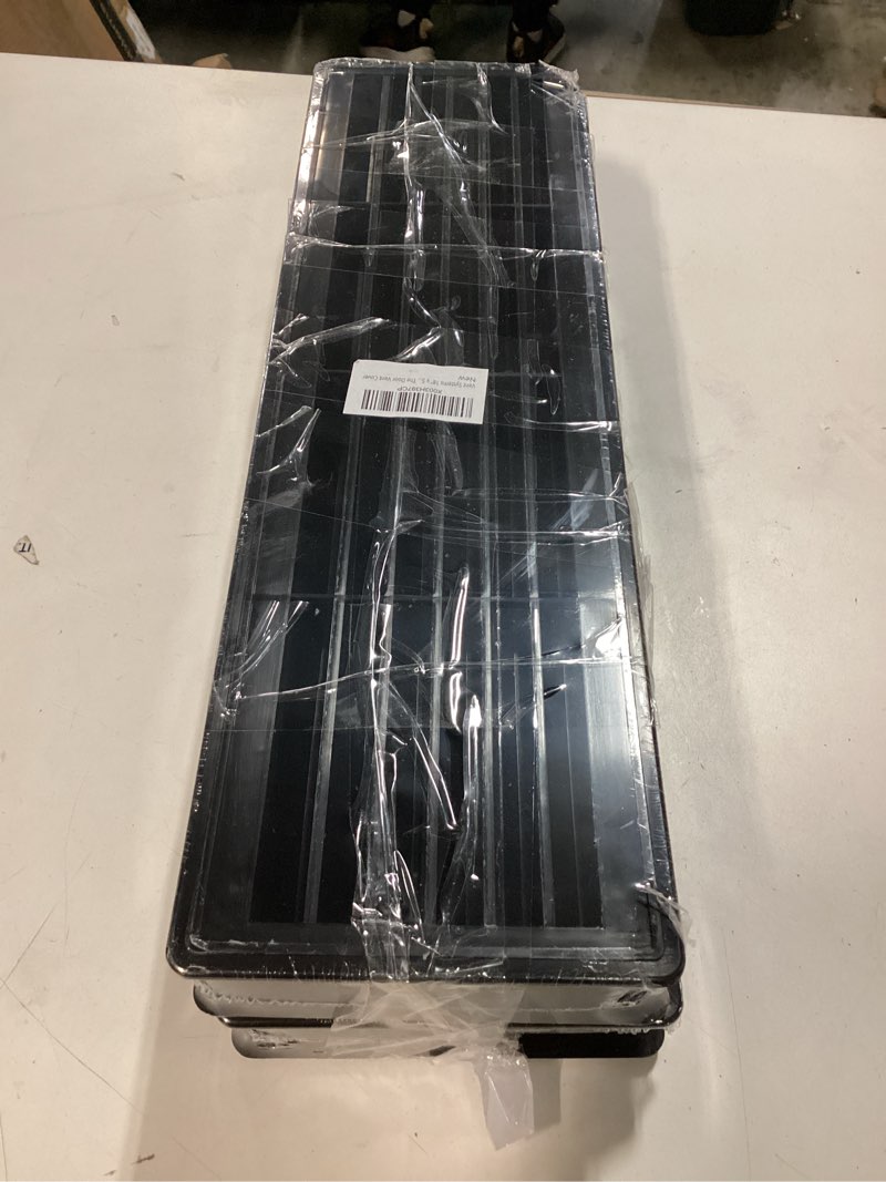 Condition photo showing Good Condition for Vent Systems 18" x 5" Inch - Pack of 2 - Black Plastic Door Air Vent Cover - Two Sided Louvered Vent - Register Interior Door Grille - Ventilation Grill for Home, Cabinet, Bathroom, Garage 2 Black