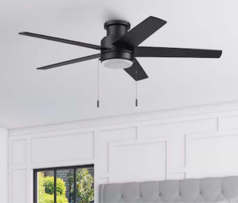  Harbor Breeze Fairbanks Easy2Hang 52-in Matte Black with Black/Sable Blades Adjustable White