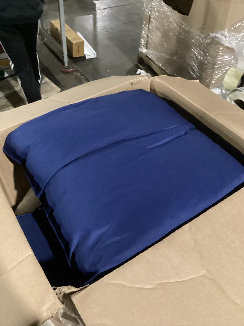 Condition photo showing Good Condition for 24x24 inch outdoor chair cushions set of 2, patio furniture cushions - removable cover, water-repellent, fade-resistant, non-slip bottom & straps, replacement for deep seat sofa & couch - navy navy 2 pack | 24''x24''