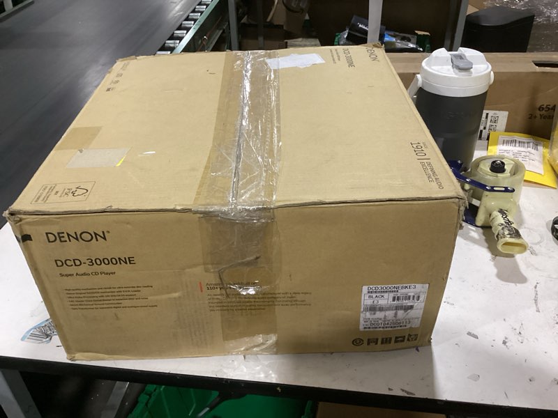 Condition photo showing As Is for denon dcd-3000ne cd/dvd-r/rw/sacd player, high-performance 384khz/32-bit dac, 7th gen ultra al32 processing, supports dsd, mp3, wma, aac, wav, flac, alac & aiff, pure direct mode, dvd cd player, black