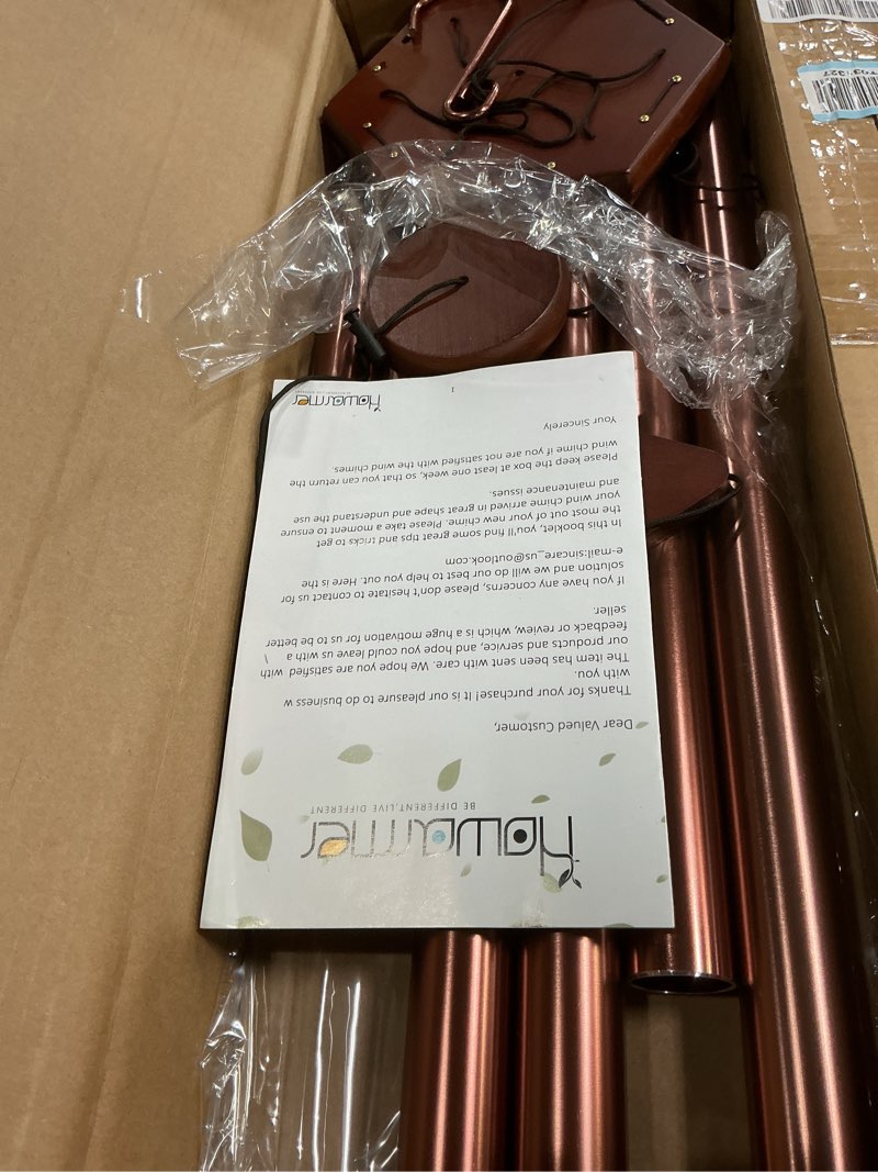 Condition photo showing New/Like New for wind chimes outdoor large deep tone, 44 inches sympathy wind chimes tuned soothing melody, memorial wind-chime with 6 heavy tubes for outside decoration, garden/yard. copper copper 44"