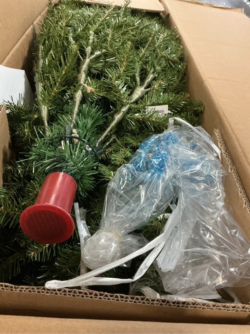 Condition photo showing As Is for National Tree Company 6.5 ft Unlit Dunhill Fir Full Artificial Christmas Tree, 1,838 Tips, Includes Stand, Green 6ft 6in Tree