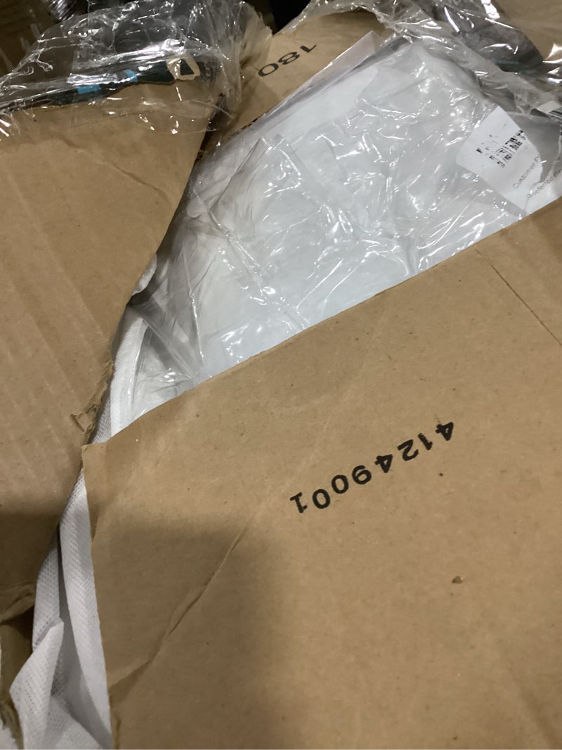 Condition photo showing As Is for superior brushed microfiber solid comforter, down alternative bedding, reversible, medium weight, fluffy, decorative, plush duvet insert, oversized blanket, box quilt design, king, white king white