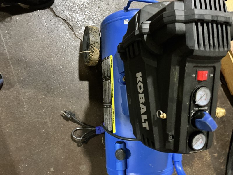 Condition photo showing As Is for kobalt 8-gallon portable electric 150 psi horizontal air compressor