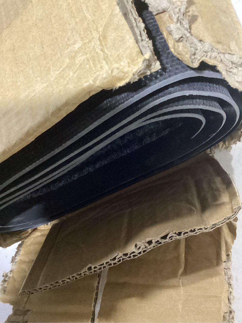 Condition photo showing Good Condition for 100pointone durable front door mat, heavy duty indoor outdoor doormat, 60” x 36” low profile outdoor mats for home entrance, stain and fade resistant shoe scraper mat, ideal for high traffic area 3' x 5' (rectangular) dark grey striped