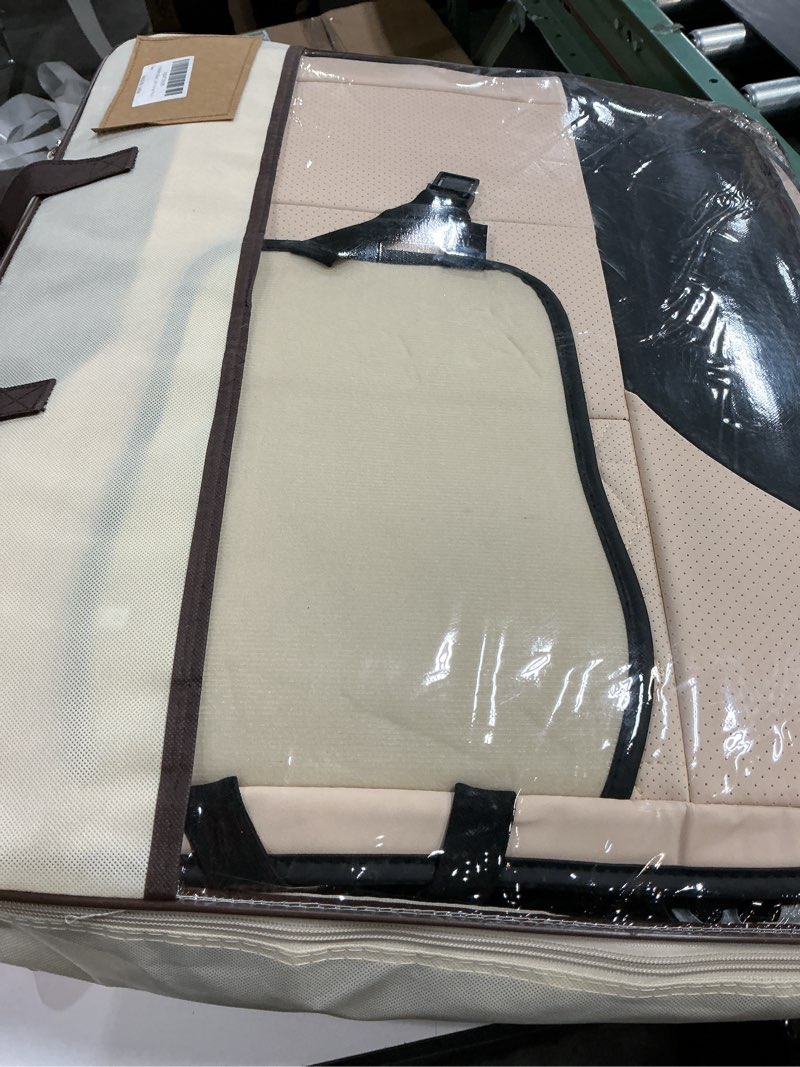 Condition photo showing New/Like New for Black and Beige Car Seat Covers Only Front 2pc - Breathable Faux Leather Universal Seat Covers for Cars, Automotive Protector Fit for Most Sedan SUV Pick-up Truck Full-Set BlackBeige