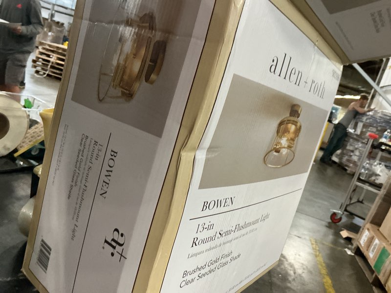 Condition photo showing As Is for allen + roth - allen + roth bowen 2 -light 13-in brushed gold semi