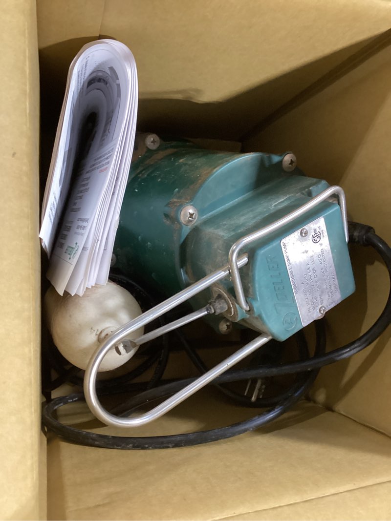 Condition photo showing As Is for zoeller 1/3 hp 2880 gph cast iron vertical float switch ac submersible sump pump