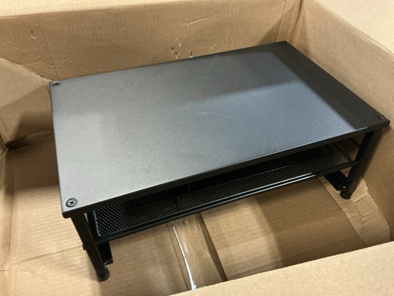Condition photo showing As Is for OPNICE Desk Organizer and Accessories, 2-Tier Computer Monitor Stand Riser with Drawer and 2 Pen Holders, Laptop Stand, Office Desk Accessories for Office Supplies, Black Black 1-Pack
