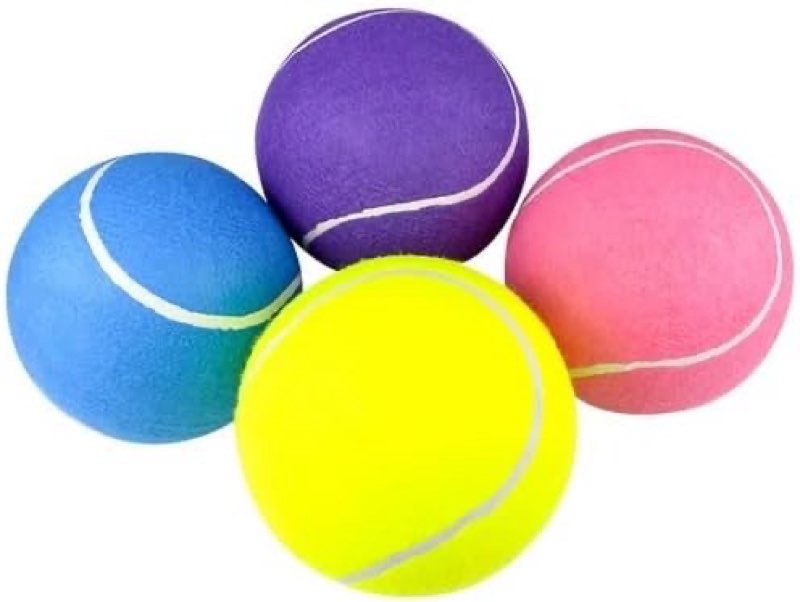 inch Jumbo Dog Tennis Balls - for Adults or Pets Playing Balls - Includes anBall Pump - Set of 4 Colors (Purple, Blue, Pink, Yellow,)