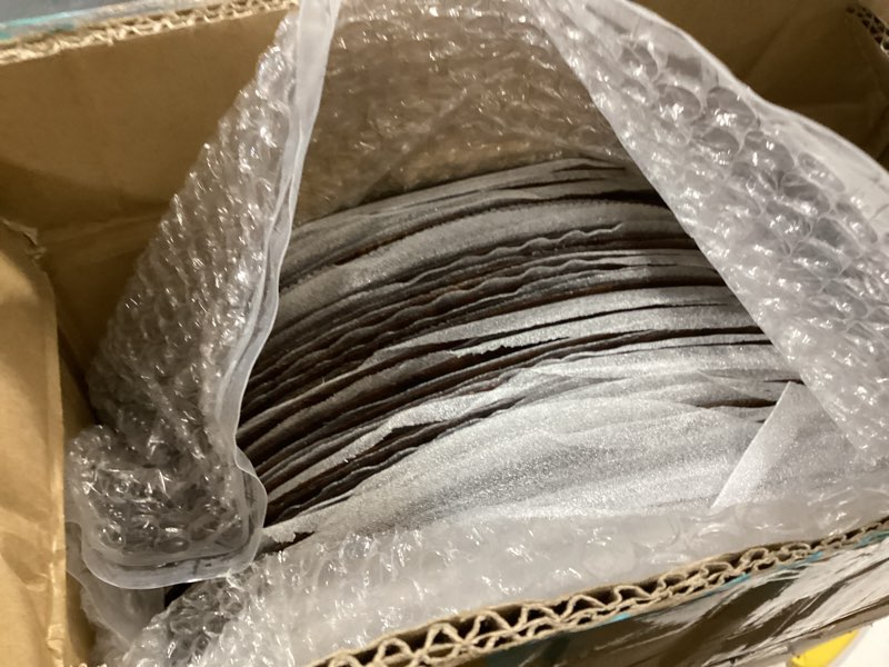 Condition photo showing Good Condition for jevergn 24 pack farmhouse charger plates, 13'' faux wood chargers for dinner plates, brown plate chargers set of 24, round plastic charger for wedding, party event, dinner, table setting