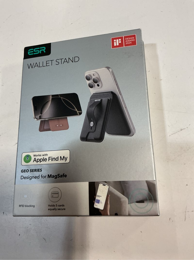 Condition photo showing New/Like New for ESR Geo for Magsafe Wallet with Full Find My Functionality,5 Card-Holder, RFID Blocking, Magnetic Wallet for iPhone 17/16/15/14/13/12 Series, with Adjustable Stand, Brown Brown-Stand