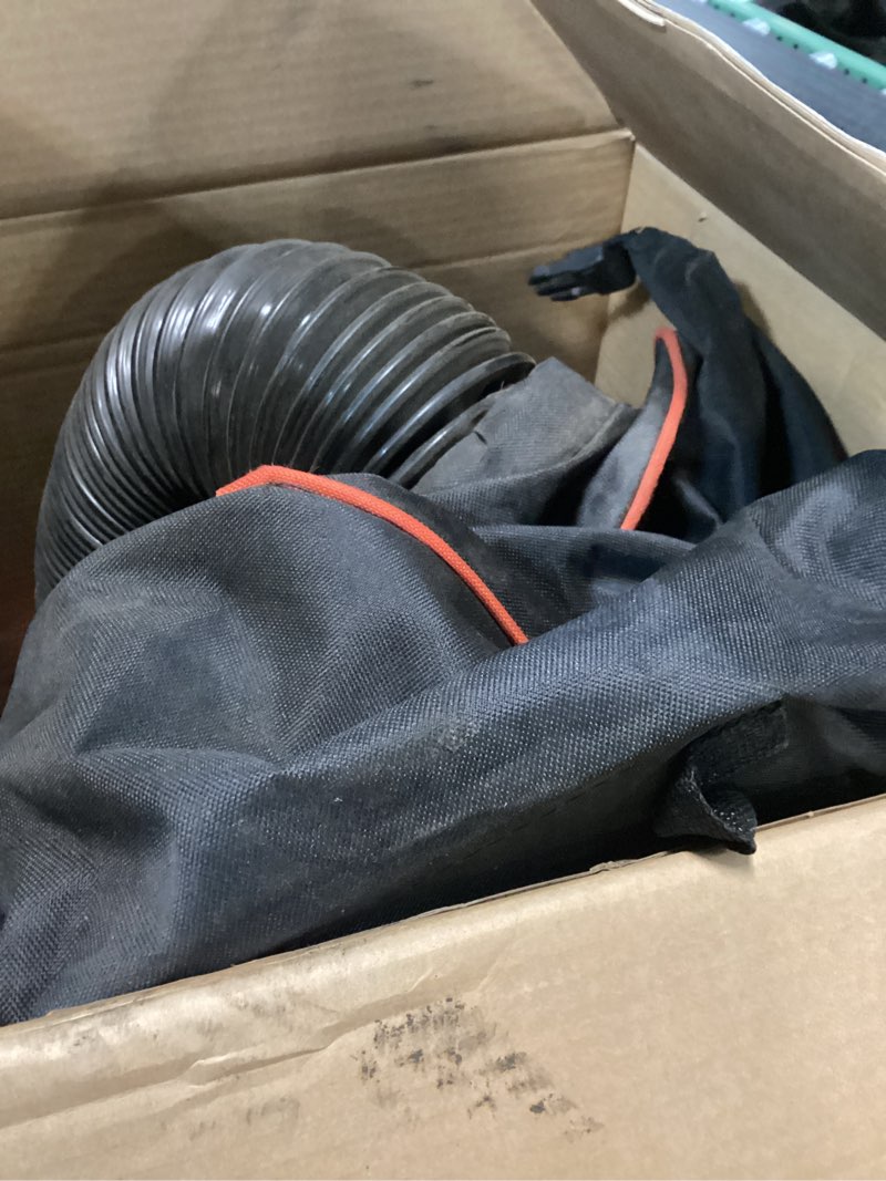 Condition photo showing As Is for black+decker 250 mph 400 cfm electric backpack blower/mulcher/vac