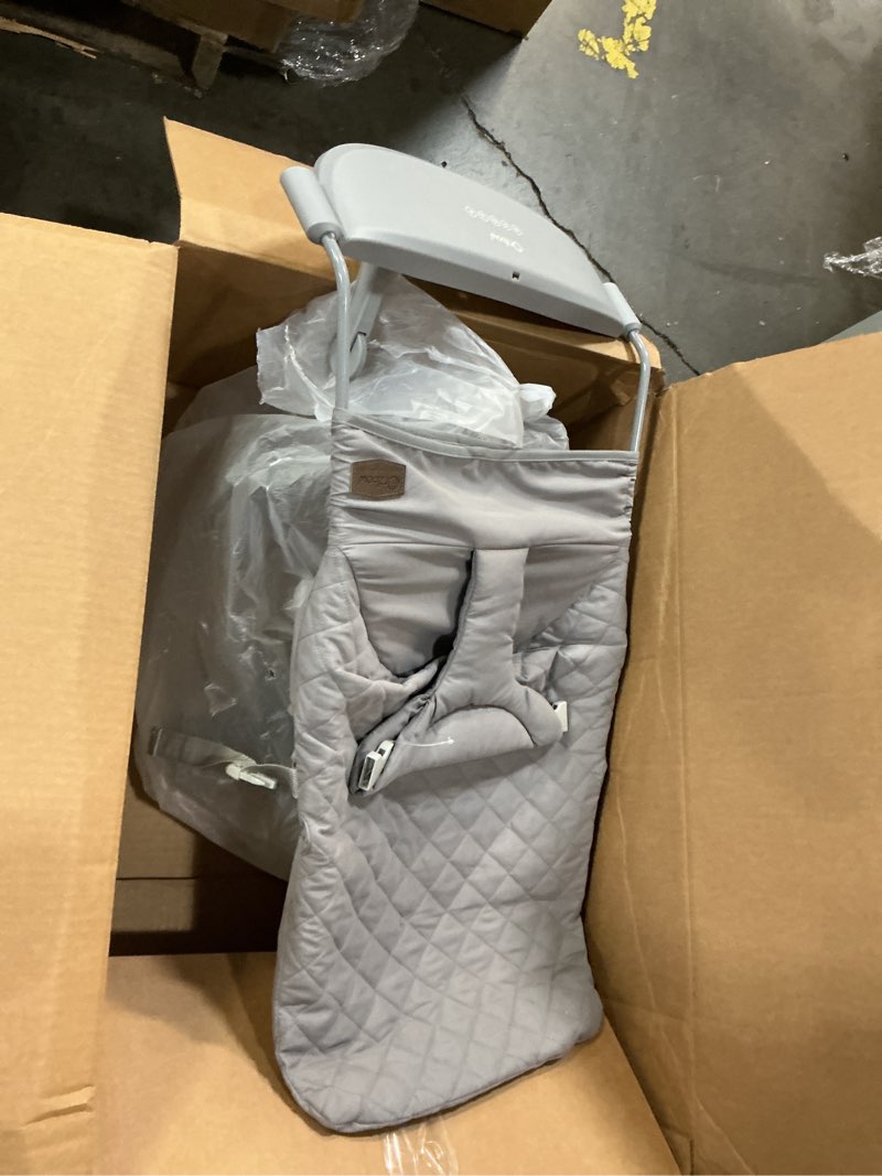 Condition photo showing As Is for orzbow electric baby bouncer & rocker with innovative auto rocking motion, adaptable 3-speed, smart tap sensing, soothing sounds, and 3 recline positions, 2-in-1 automatic baby rocker chair, grey light grey