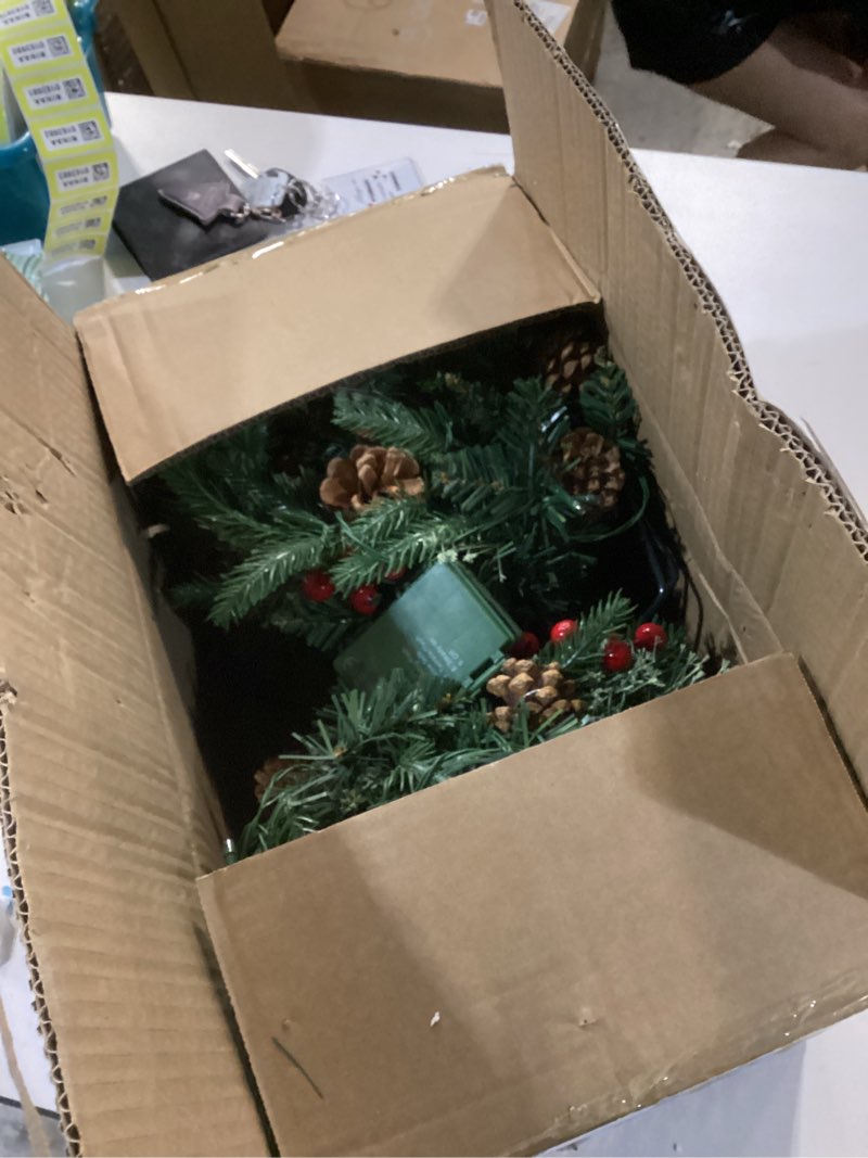 Condition photo showing New/Like New for Liliful 2 Set Lighted Artificial Christmas Urn Filler 18 Inch, Battery Operated Pre Lit Artificial Christmas Tree Outdoor Light up Planter Filler Lighted Xmas Trees with LED Lights Timer (Classic) 2 Classic