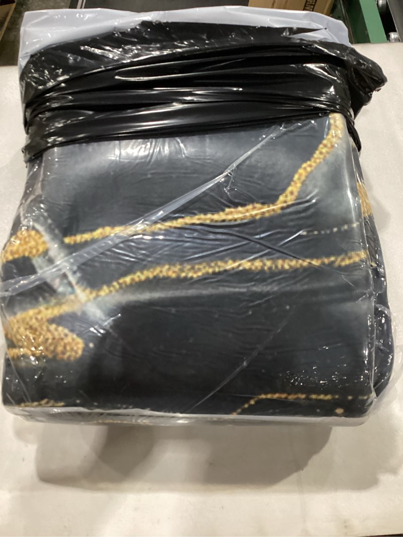 VTKON 6'x9' Black Gold Area Rug for Living Room, Grey and Gold Abstract Rug for Bedroom and Dining R