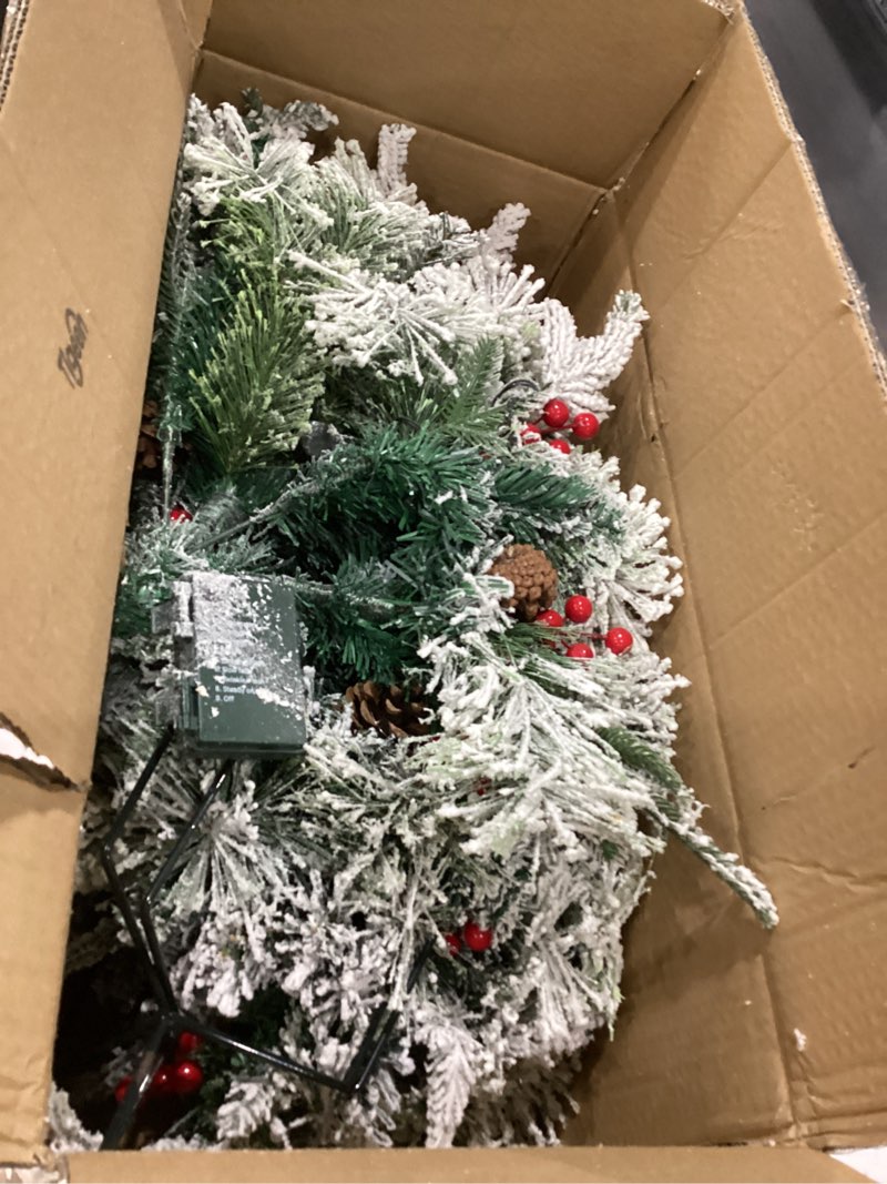 Condition photo showing Good Condition for Tigeen 2 Pcs 22 Inch Timer Prelit Christmas Urn Filler, Outdoor Planter Pots Filler Prelit Xmas Pine Trees with Cones and Red Berries 50 Warm White LED with 8 Light Modes for Yard Porch Decor(Classic)