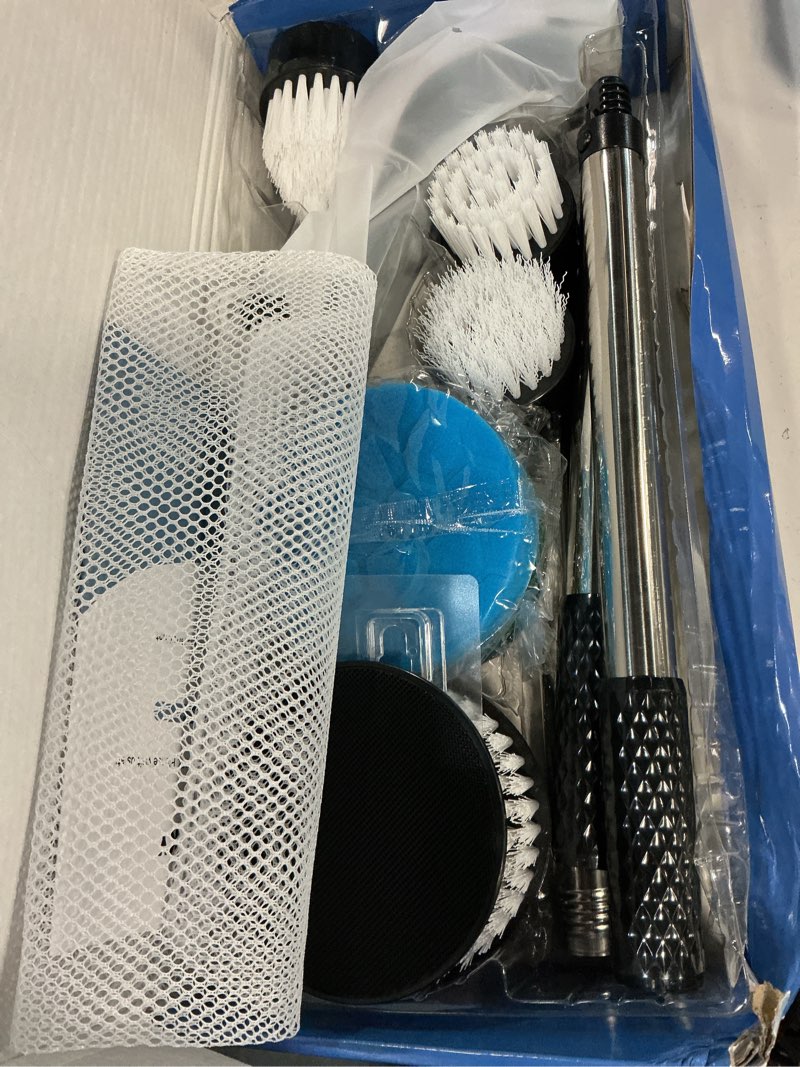 Condition photo showing New/Like New for prasky electric spin scrubber  ipx8 extra length bathroom scrubber with 9 replaceable brush heads & retractable handle  2-speed adjustable shower clea