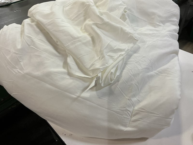 Condition photo showing As Is for Litanika White Comforter King Size, 3 Pieces Lightweight Solid Bedding Comforter Set, All Season Fluffy Bed Set (104x90In Comforter & 2 Pillowcases) Bright White King