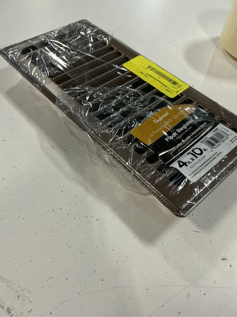 Condition photo showing Good Condition for imperial 4-inch x 10-inch chocolate steel painted louvered floor register