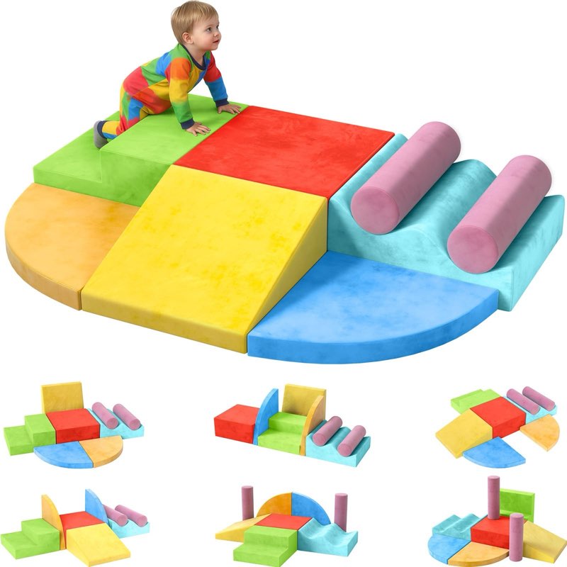 8 piece foam climbing blocks for toddlers 1-3 baby climbing toys for play set ba