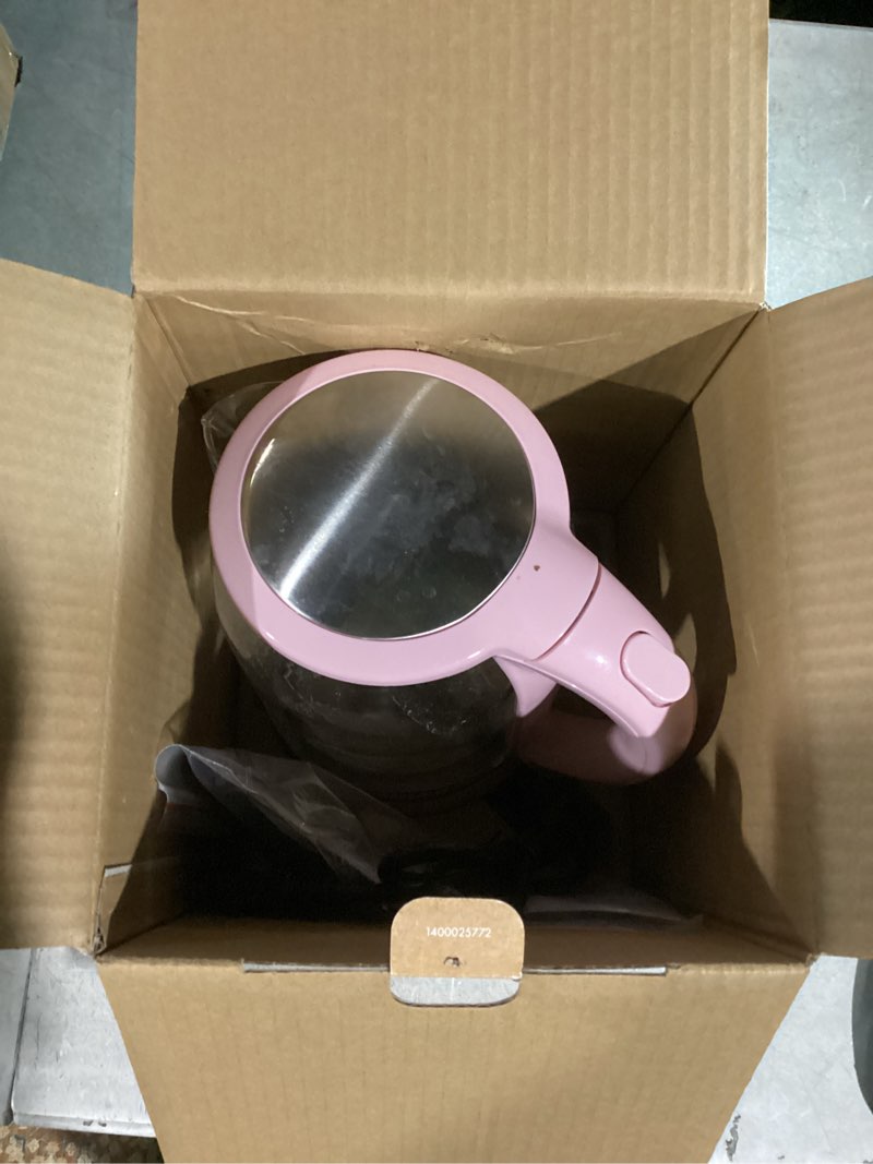 Condition photo showing As Is for GreenLife 1.7 Liter Glass Electric Kettle, Easy One Touch Use, Quick Heating, Filtered Spout, LED Base, Auto Shut-Off, Cordless Serving, Coffee and Tea, Pink
