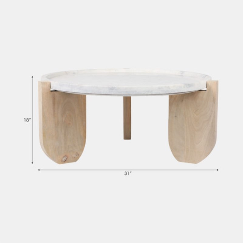 30x14" Marble Top Coffee Table With Curved Legs, W | Sagebrook Home