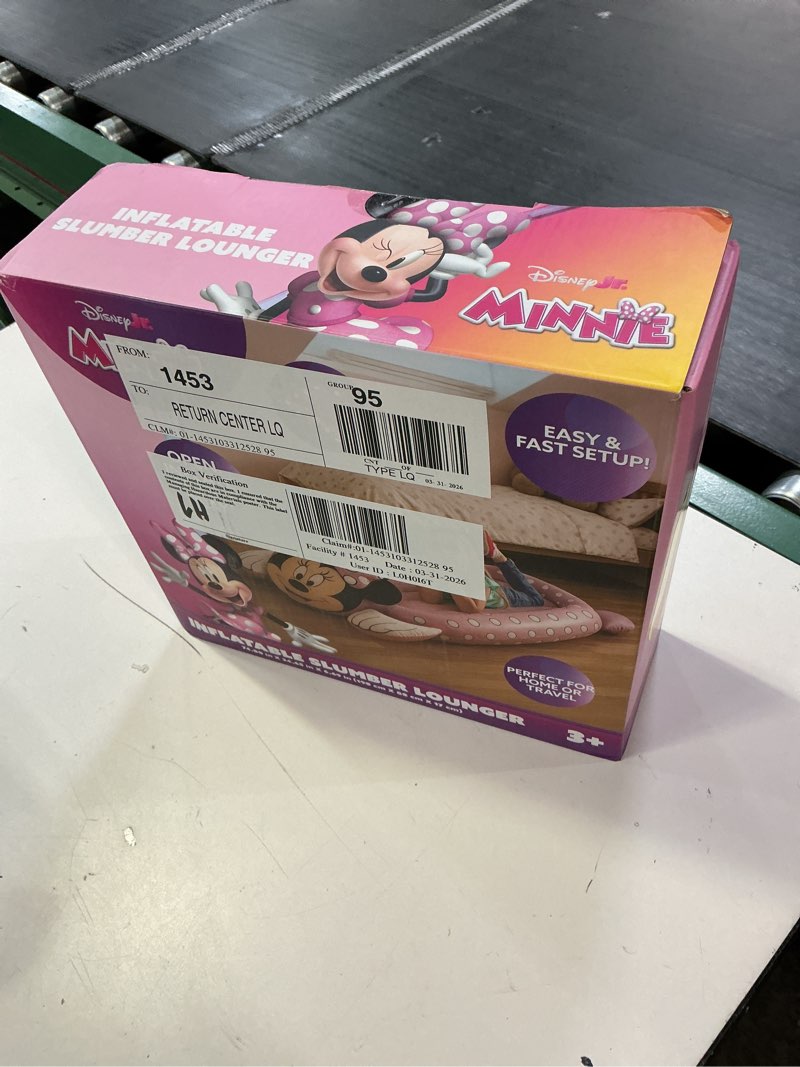 Condition photo showing New/Like New for disney minnie mouse inflatable portable kids travel bed
