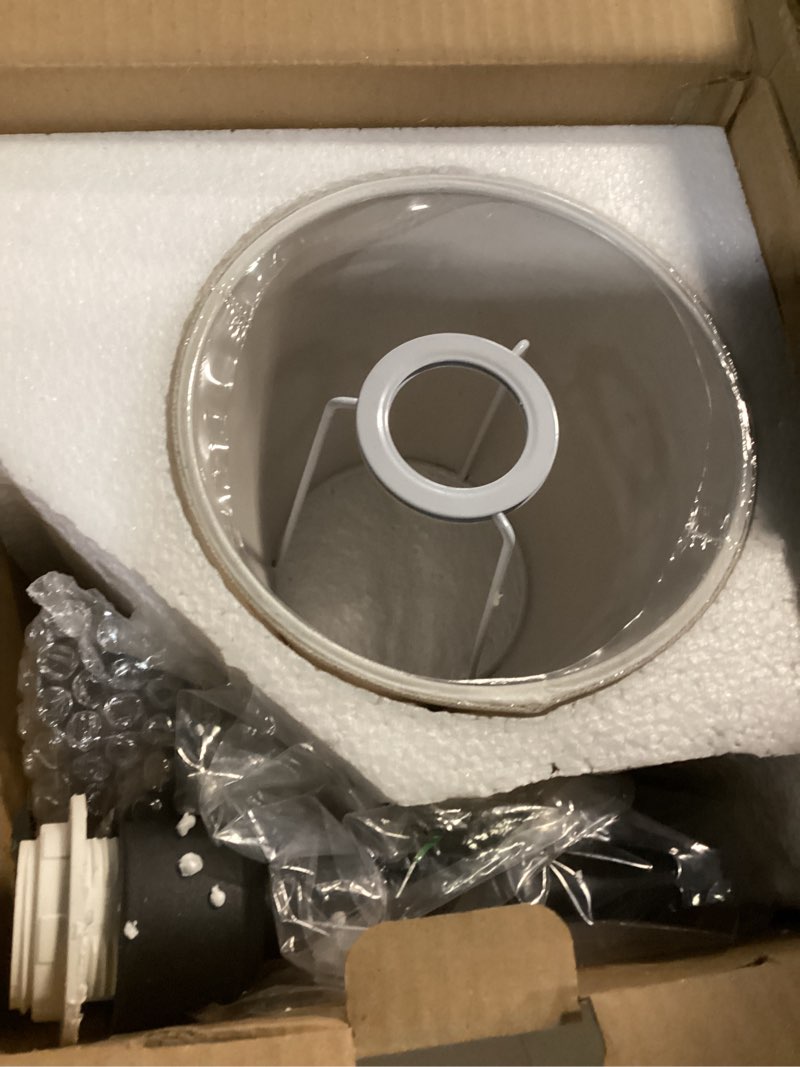 Condition photo showing Good Condition for Sconce Wall Lighting with Boho Linen Fabric Shade, E26 Aged Brass Vanity Bathroom Wall Lamp, Hardwired Indoor Wall Light for Living Room Bedside Nightstand Light