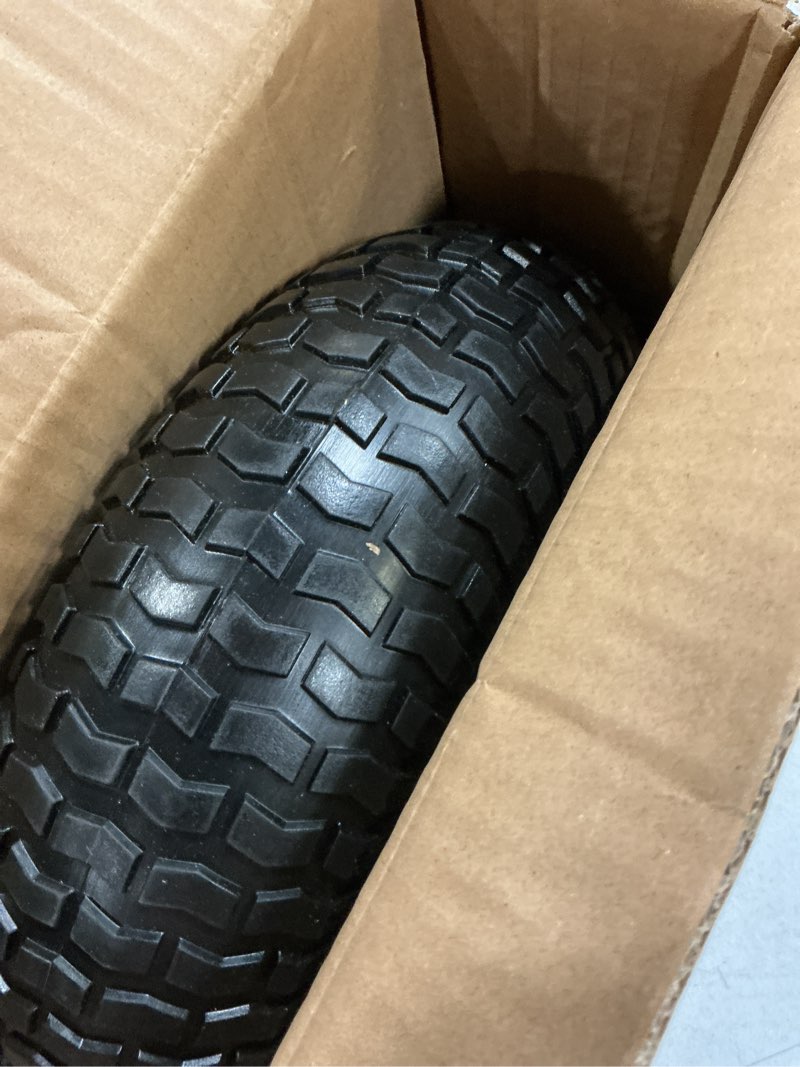 Condition photo showing Good Condition for 13" 5.00-6 flat free solid polyurethane tire and wheel replacement, 1 pack pu airless tire with 3/4" bearing 3" centered hub for wheelbarrow/golf car/turf equipment/utility vehicles, 1 pc